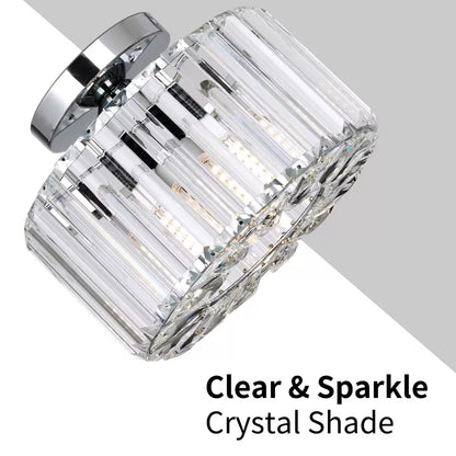 Crystal Chandelier Ceiling Light – Modern Glass Pendant in Silver Finish