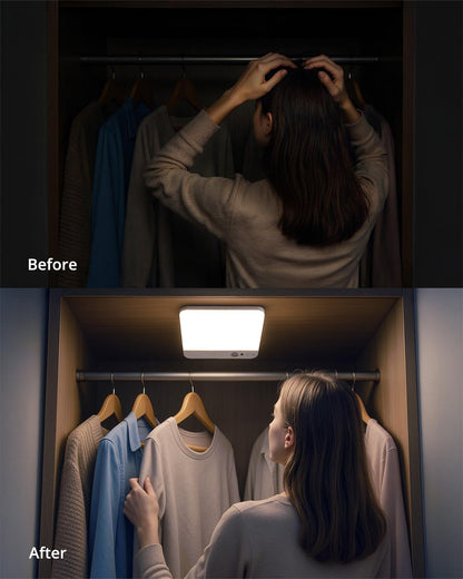 Battery Operated Motion Sensor Ceiling Light – USB Rechargeable Wireless LED with Remote for Shed. Garage & Porch