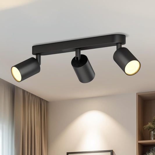 Black 3 Way Ceiling Spotlight Fitting – GU10 Rotatable Adjustable Light Fittings for Kitchen. Lounge. Bedroom (Bulb Not Included)
