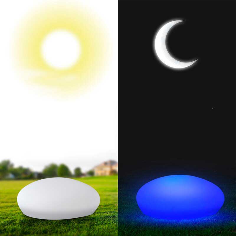 Lampe Solaire Jardin <br> Boule en Galet Blanche Multicolore