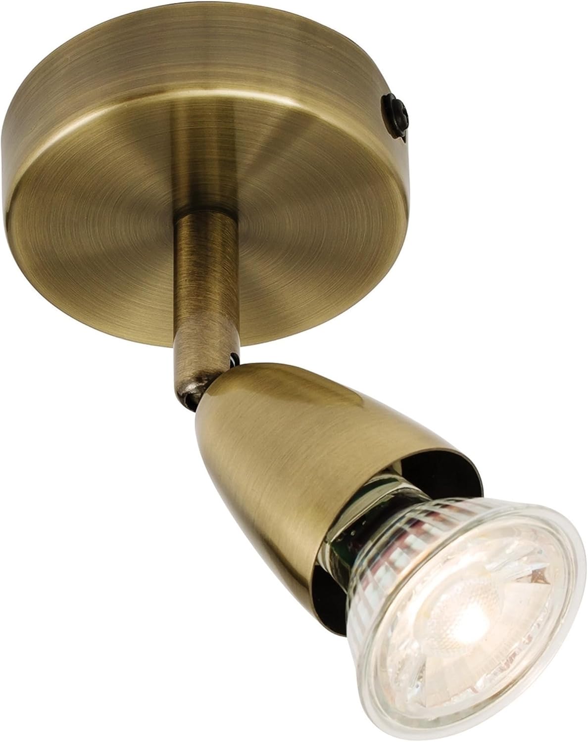 Antique Brass Adjustable Ceiling Spotlight – Single Way GU10 Light Fitting. LED Compatible & Dimmable for Bedroom. Kitchen. Lounge