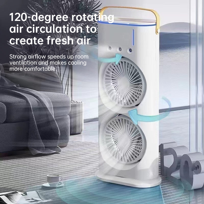 Rechargeable Portable Mini Fan with Spray Cooling – Desktop/ Room Use. Ventilation & LED Light