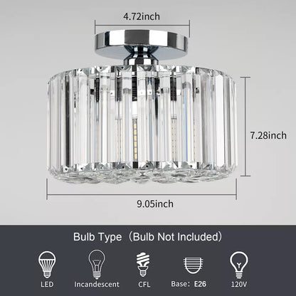 Crystal Chandelier Ceiling Light – Modern Glass Pendant in Silver Finish