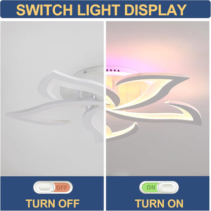 50W Dimmable LED Ceiling Light – Modern Petals Design with Remote. 3000-6000K Acrylic Fixture for Living Room & Bedroom