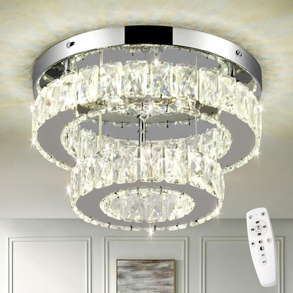11.8 Modern Crystal Chandelier LED Flush Mount Ceiling Light Remote