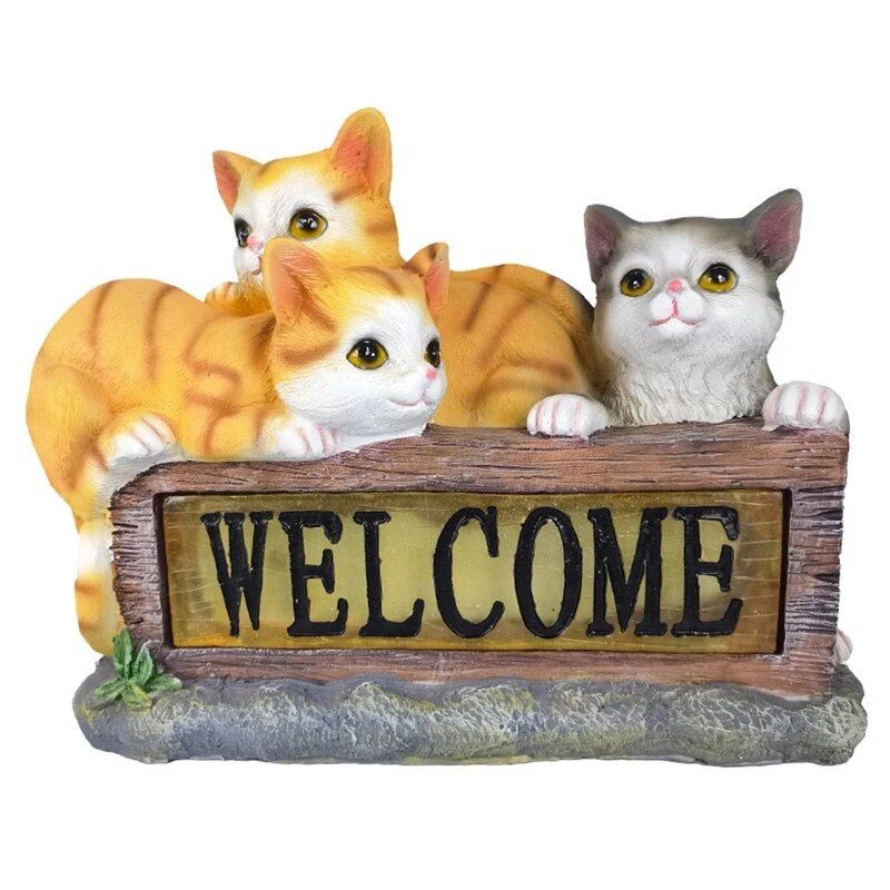 Chat solaire jardin WELCOME