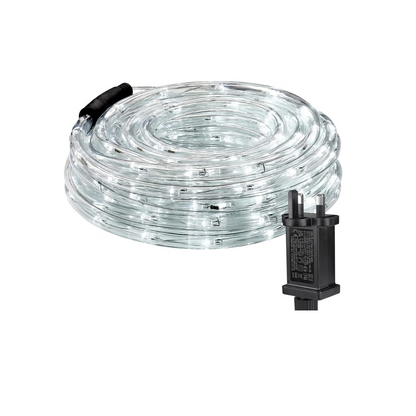 Outdoor Rope Lights – Mains Powered. Connectable. 10m/33ft. 240 LED Cool White. Waterproof. 10mm Thick Rope Lighting for Garden. Patio. Pathways. and Christmas Décor