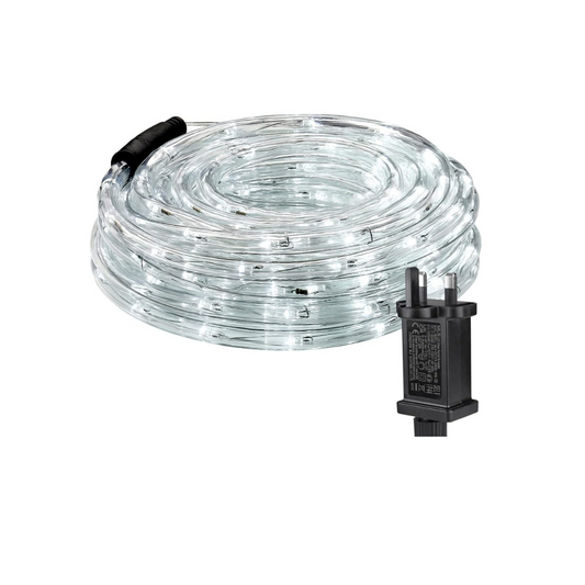 Outdoor Rope Lights – Mains Powered. Connectable. 10m/33ft. 240 LED Cool White. Waterproof. 10mm Thick Rope Lighting for Garden. Patio. Pathways. and Christmas Décor