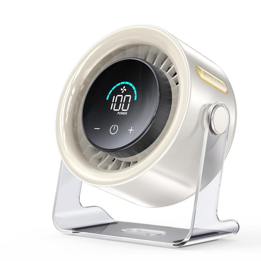 Coolhill Desktop Fan Turbo Table Fan Travel Vacation Essentials for Office 100-Speed Digital Display Low Noise Rechargeable Battery Dual Adjustment Modes Quiet Cooling Quiet Desk Fan Portable