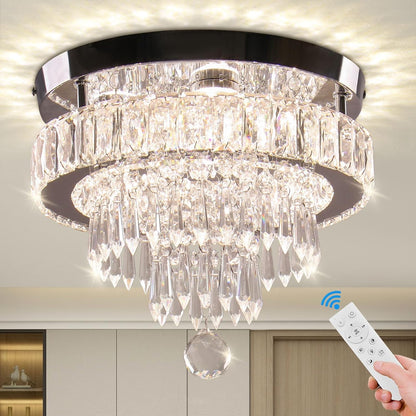 11.8 Modern Crystal LED Ceiling Chandelier Flush Mount with Remote