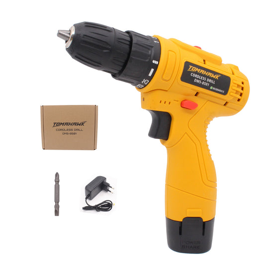Cordless Drill/Screwdriver - 12V. 10mm Keyless Chuck. 2-Speed. Single Battery. 28Nm Torque - DMS-8501