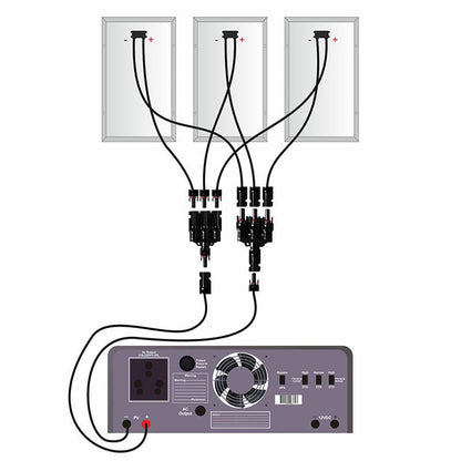 3 Panel MC4 Connectors pair. 3 Wire In. 1 Wire Out