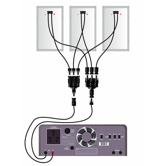 3 Panel MC4 Connectors pair. 3 Wire In. 1 Wire Out