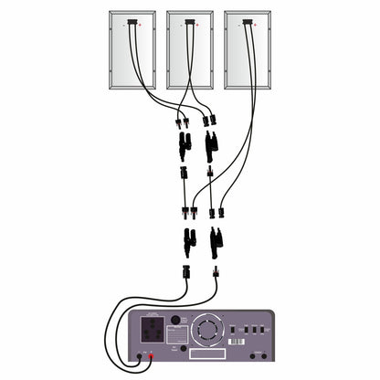 3 Panel MC4 Connectors pair. 3 Wire In. 1 Wire Out