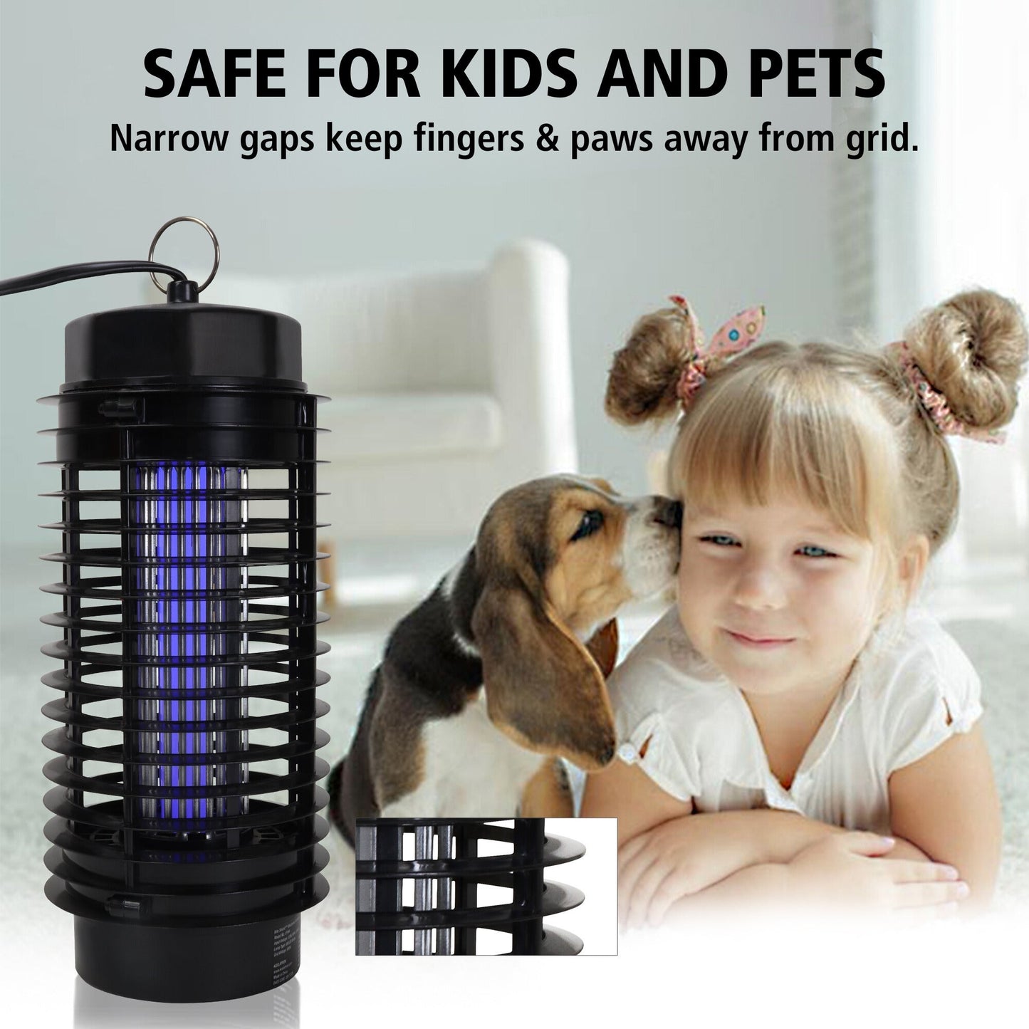 Bite Shield Electronic Flying Insect Killer AC Powered Bug Zapper Black