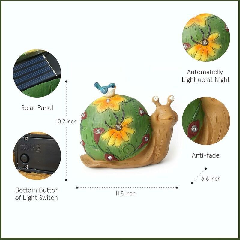 Animaux solaire extérieur Escargot lumineux