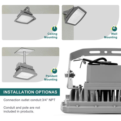 200W Explosion Proof LED Flood Light. Class I Division 2. 26.000 Lumens. 5000K. 100-277V