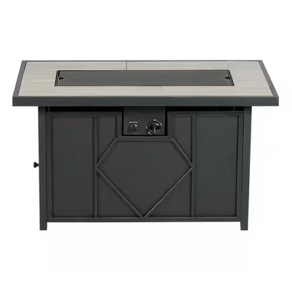 42-inch Outdoor Propane Gas Fire Pit Patio Table - Modern Fireplace with Azure Blue Fire Glass