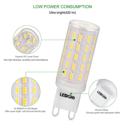 5 Pack 6W Daylight White G9 LED Light Bulbs
