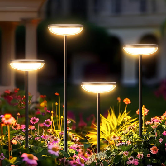 Solar Garden Lights – 4 Pack Solar Powered Outdoor Lights with 1000mAh Battery. Waterproof Yard & Pathway Decoration