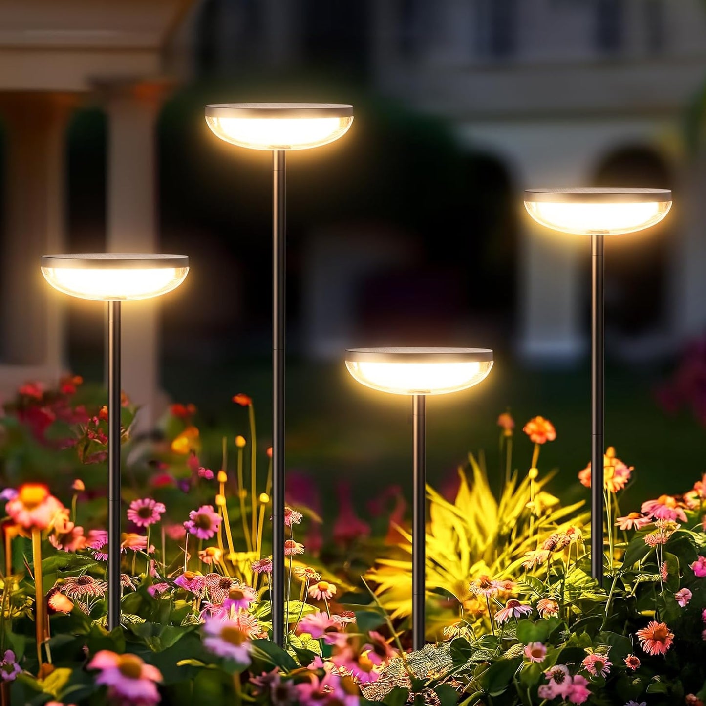 Solar Garden Lights – 4 Pack Solar Powered Outdoor Lights with 1000mAh Battery. Waterproof Yard & Pathway Decoration