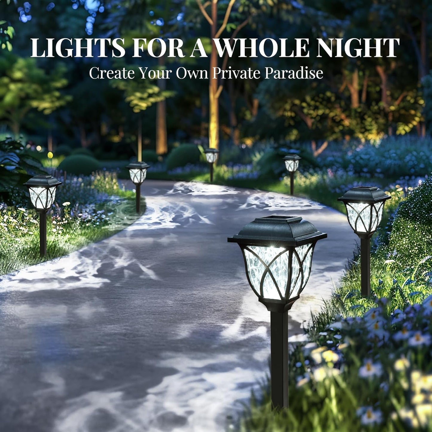 Solar Lights Outdoor Garden. 6 Pack LED Garden Solar Lights Waterproof. Solar Powered Pathway Lighting for Yard. Patio. Landscape. Walkway. Path (Cold White. Energy Class A)