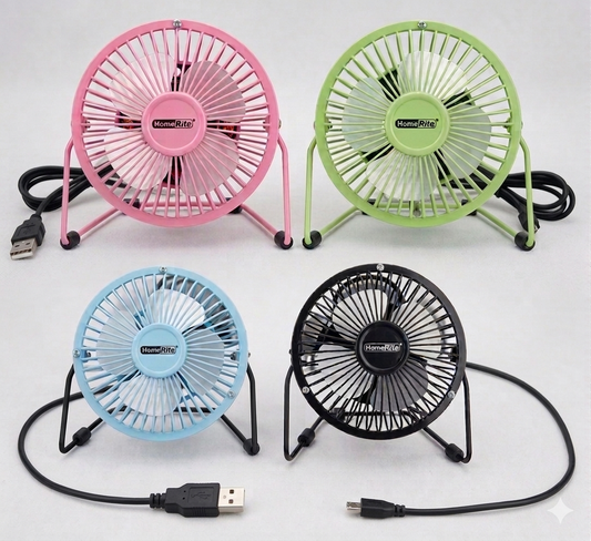 HomeRite 4-Inch USB Mini Metal Desk Fan. Wholesale