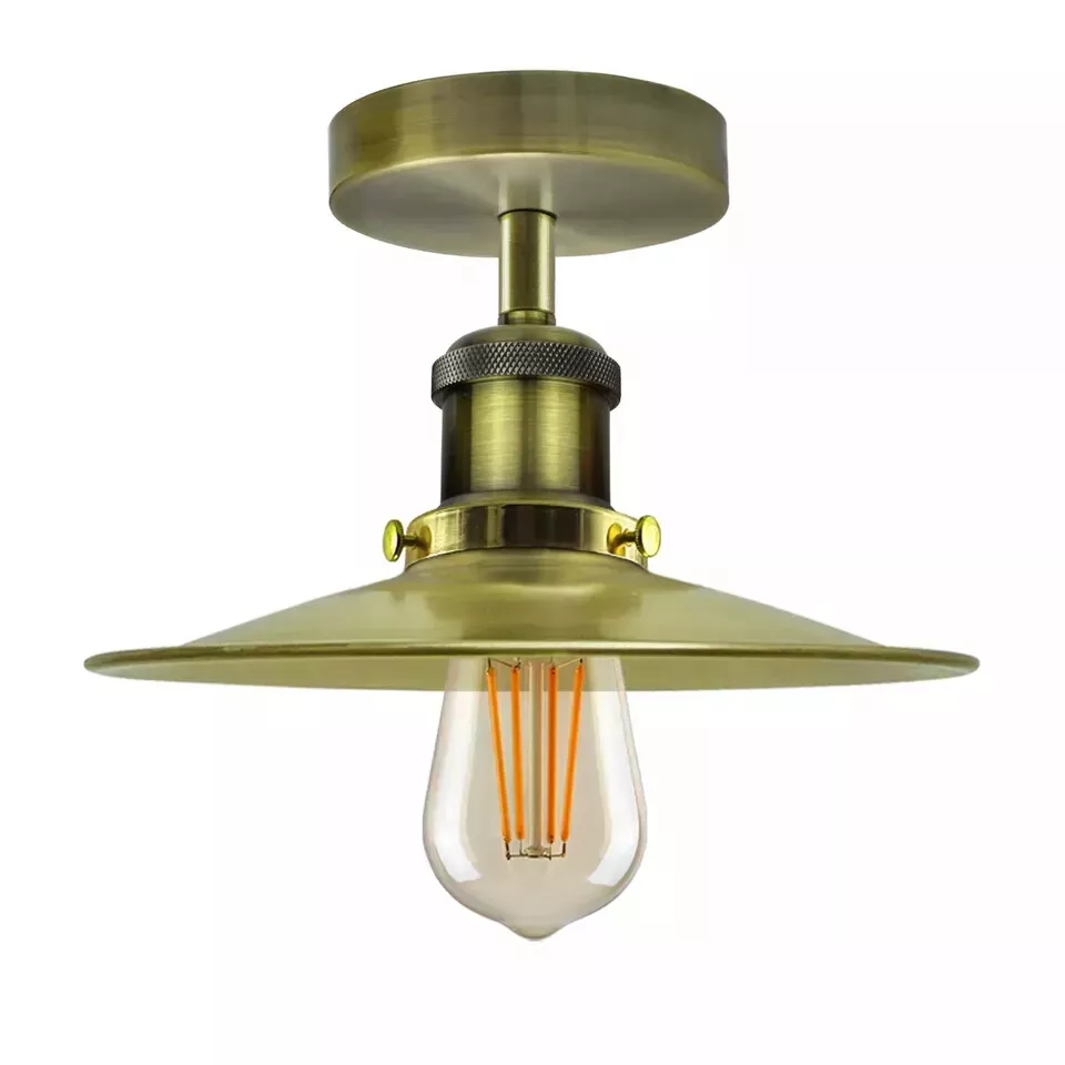 Retro Vintage Industrial Flush Mount Ceiling Light – Warm E27 Lamp Fitting