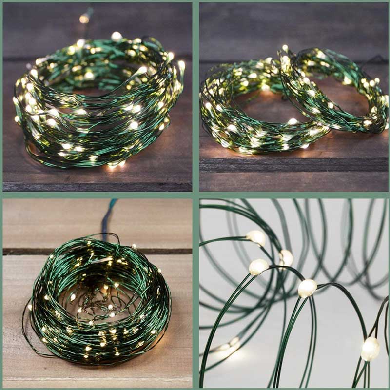 Guirlande Solaire Fil de Cuivre Vert (100/200 LED)