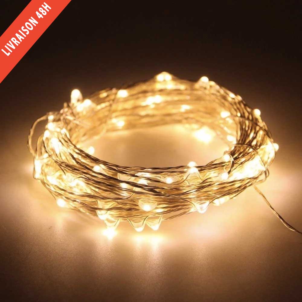 Guirlande Solaire Fil de Cuivre 240 LED Jaune