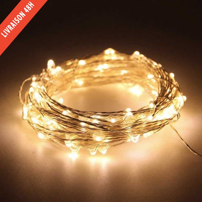 Guirlande Solaire Fil de Cuivre 240 LED Jaune