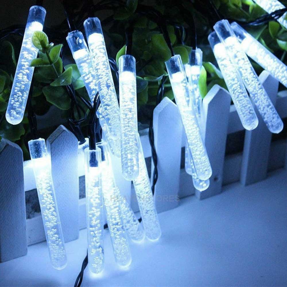 Guirlande solaire Tube led à bulle Blanche
