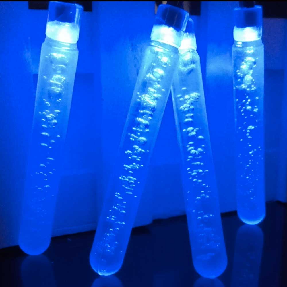 Guirlande Solaire Tube LED à bulle Bleu