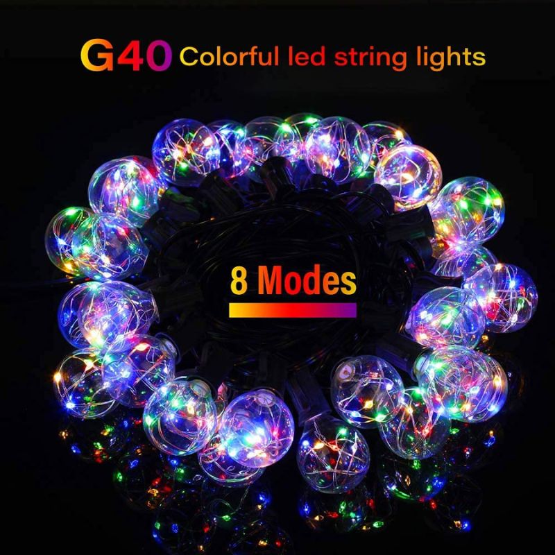 Guirlande Solaire Ampoule Claire Festons Vintage G40 (8 Modes)