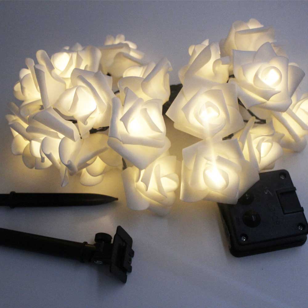 Guirlande Lumineuse Solaire 20 Rose Blanche