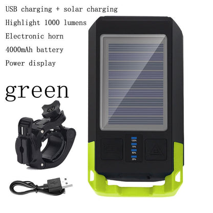3 IN 1 LED Bike Light Front - USB Rechargeable Solar Horn Phone Holder Cycling Lamp Flashlight For Bicycle Light Lantern