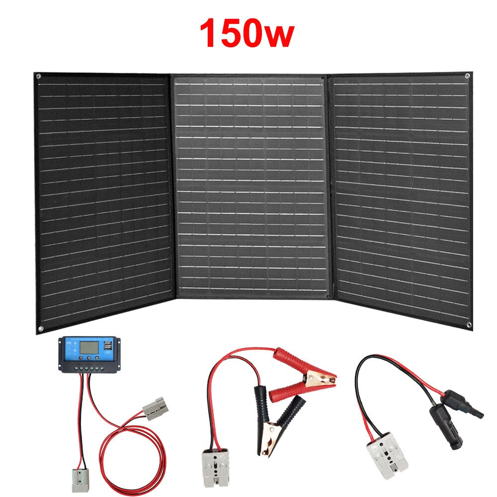 flexible foldable solar panel 300w 200w 150w 100w 12v charger portable folding waterproof 5v usb for phone car battery camping