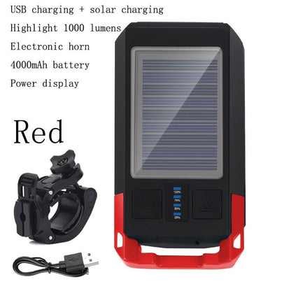3 IN 1 LED Bike Light Front - USB Rechargeable Solar Horn Phone Holder Cycling Lamp Flashlight For Bicycle Light Lantern