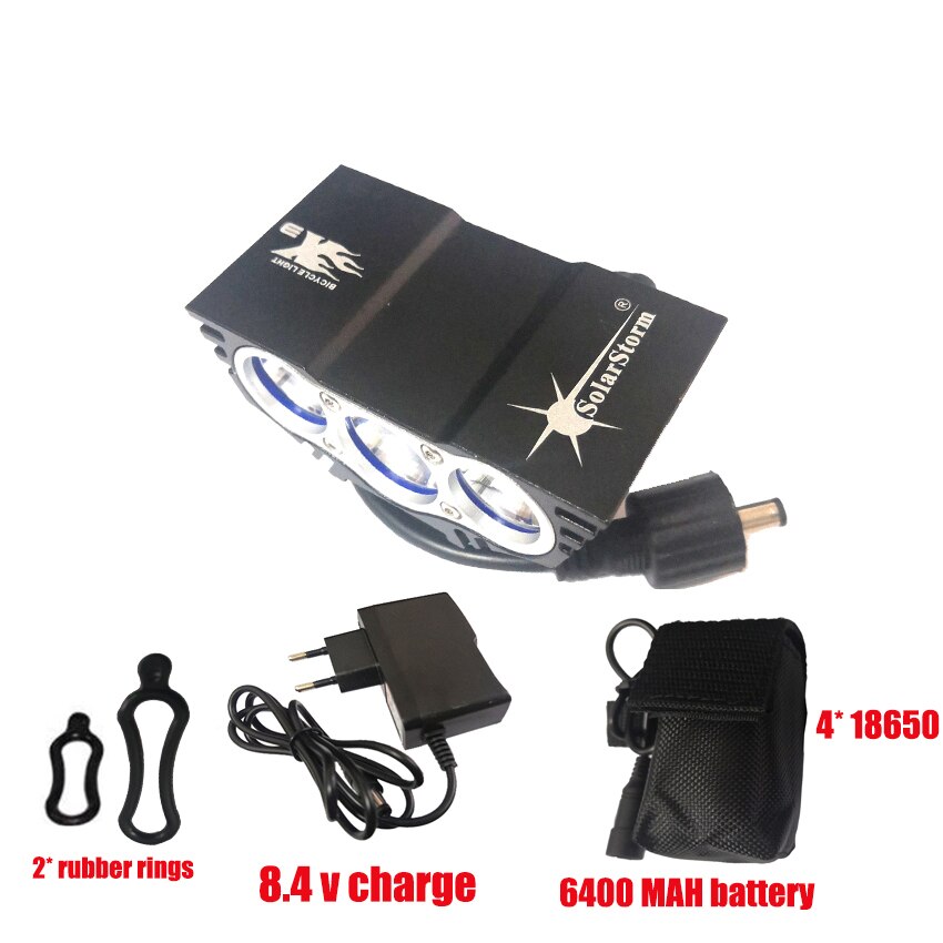 Solarstorm X3 LED Bicycle Lighting - 4 Mode Bike T6 Front Light Cycling Lamp Lantern USB Rear 10000mAh Battery Pack Mtb Waterproof