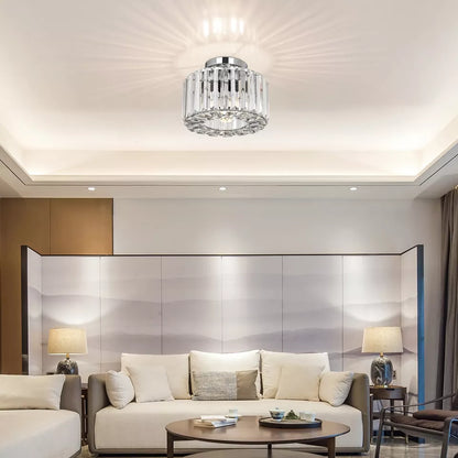 Crystal Chandelier Ceiling Light – Modern Glass Pendant in Silver Finish