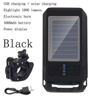 3 IN 1 LED Bike Light Front - USB Rechargeable Solar Horn Phone Holder Cycling Lamp Flashlight For Bicycle Light Lantern