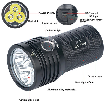 10000 Lumens High Power Flashlight BETA XO