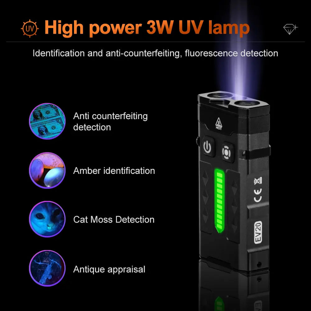 Helius EV20 UV Lamp Every Day Carry EDC Flashlight