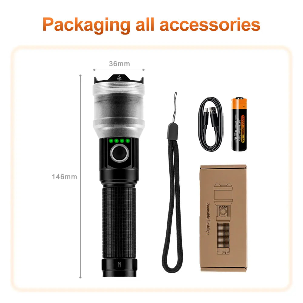 Helius C5 60W White Laser Zoomable Flashlight