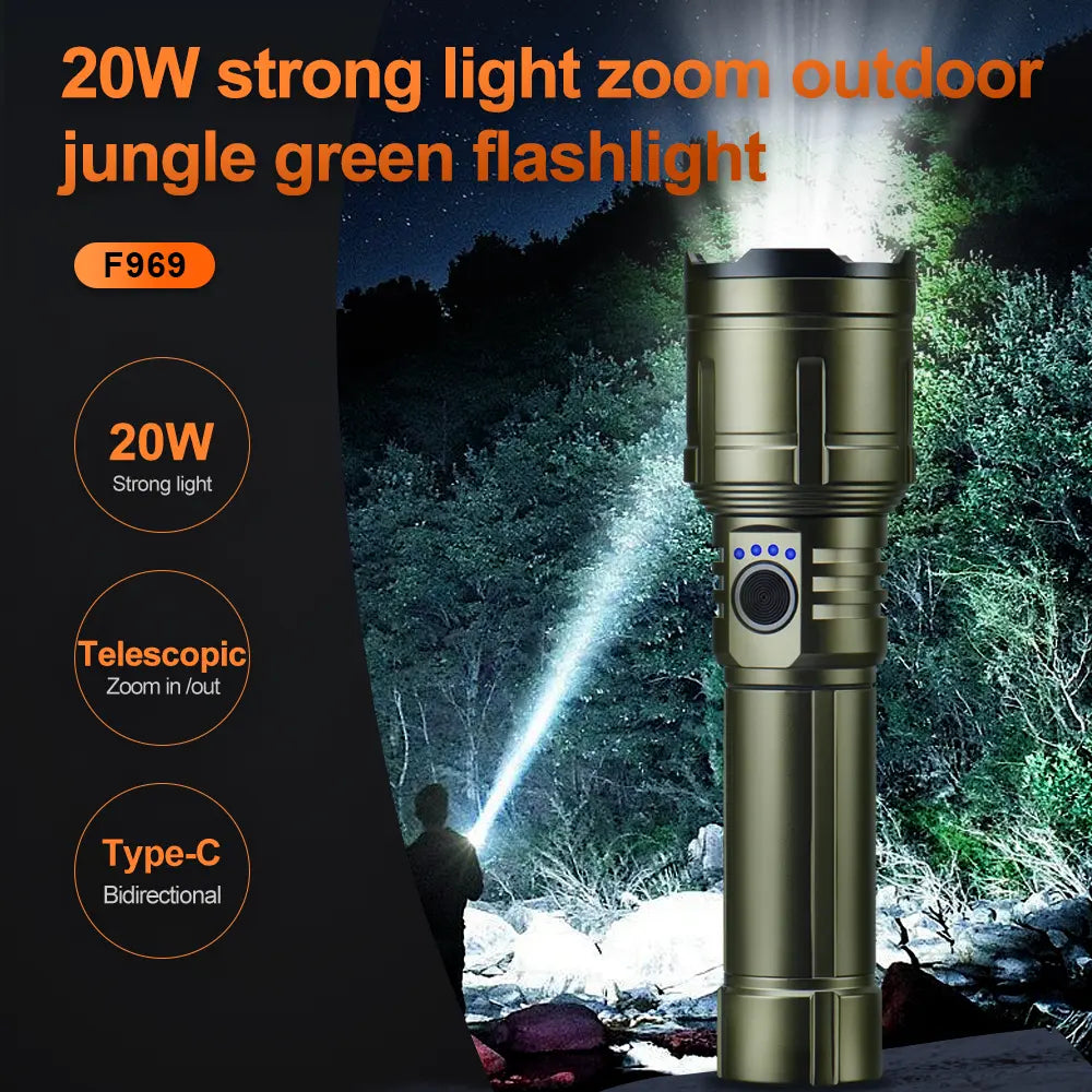 Helius F969 High Power White Laser Zoomable Flashlight