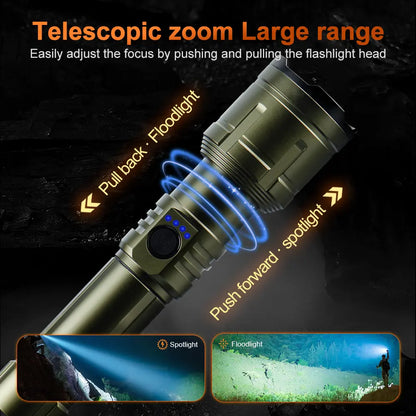 Helius F969 High Power White Laser Zoomable Flashlight