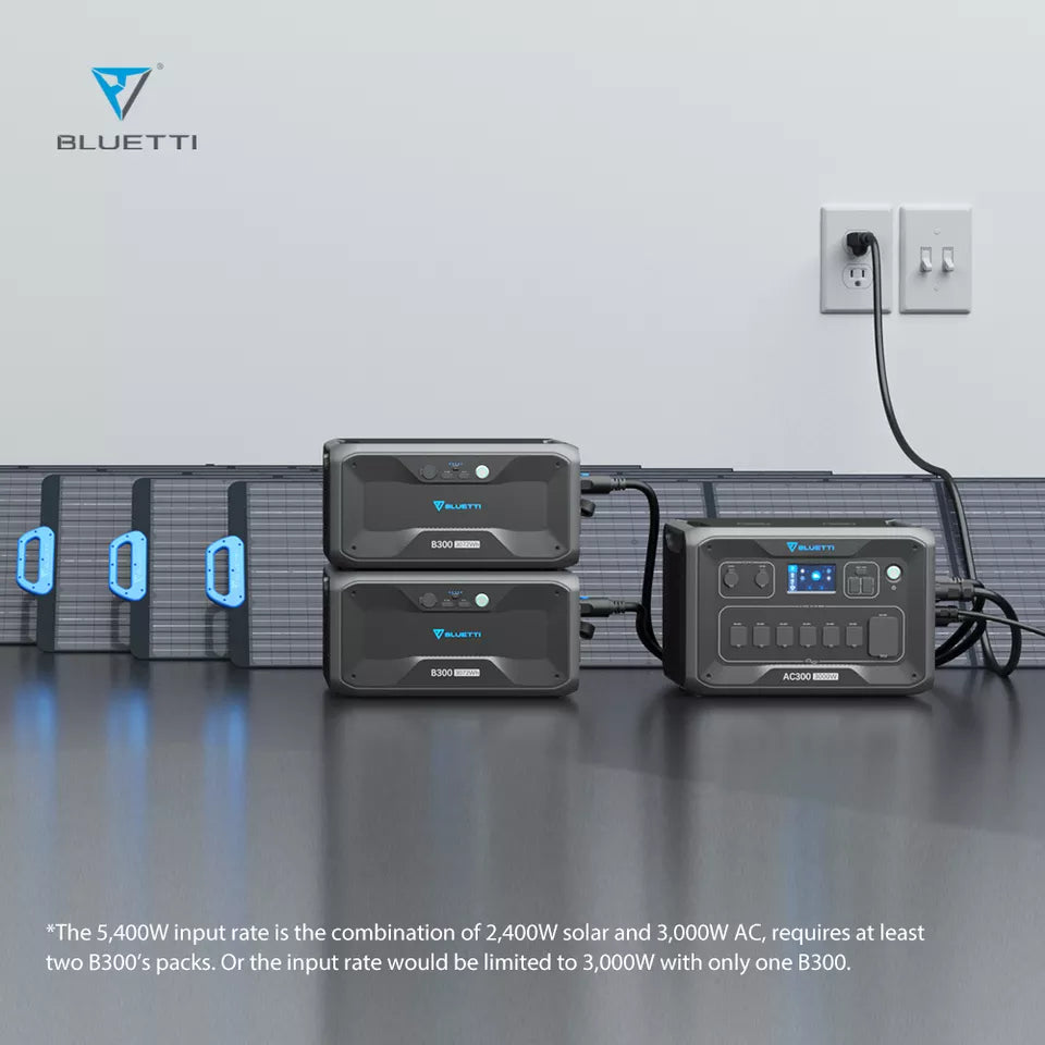 Bluetti AC300 and B300 3000W Solar Power Station - With Expandable LiFePO4 Batteries MPPT Super Power for outdoors/Backup power | Best Solar