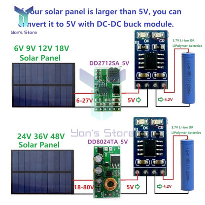 3.7V 4.2V 1A 18650 LiPo Li-ion Lithium Battery Charger Module MPPT Solar Charge Controller SD05CRMA Solar Panel Battery Charging