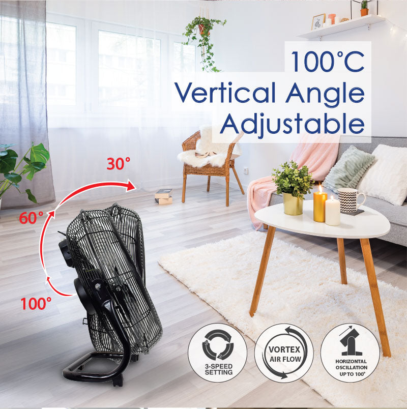 iFan 12 High Velocity Fan – Metal Blades. Vortex Air Flow. Adjustable Tilt. Durable. Overheat Protection. 3-Speed. black. IF1812