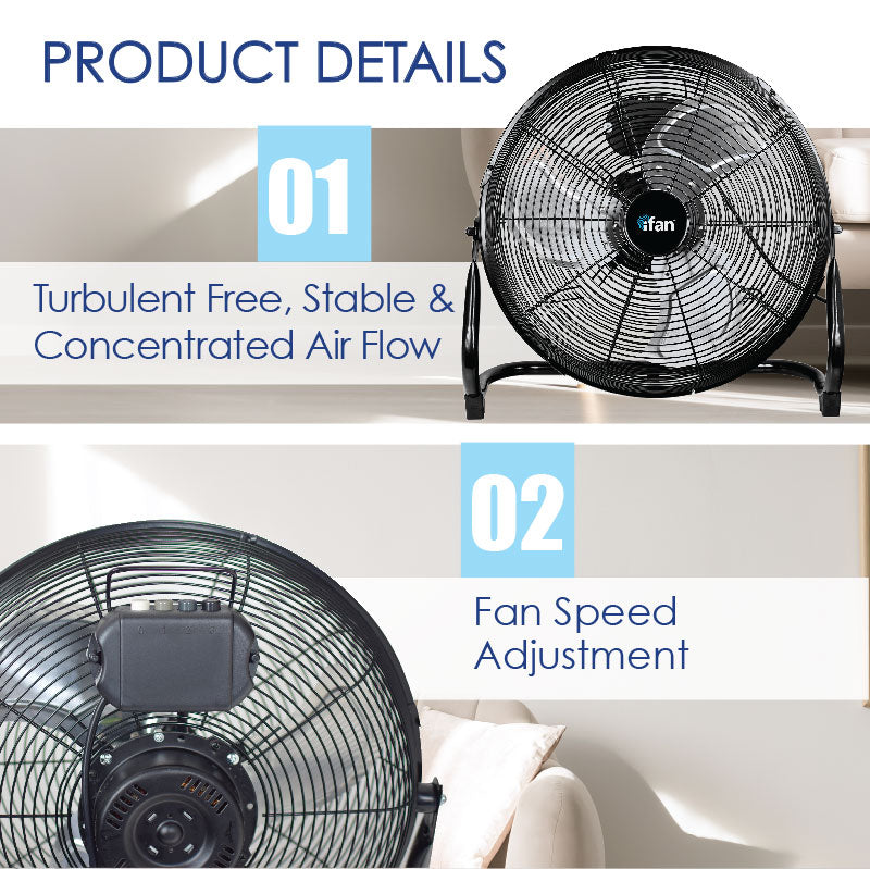 iFan 12 High Velocity Fan – Metal Blades. Vortex Air Flow. Adjustable Tilt. Durable. Overheat Protection. 3-Speed. black. IF1812